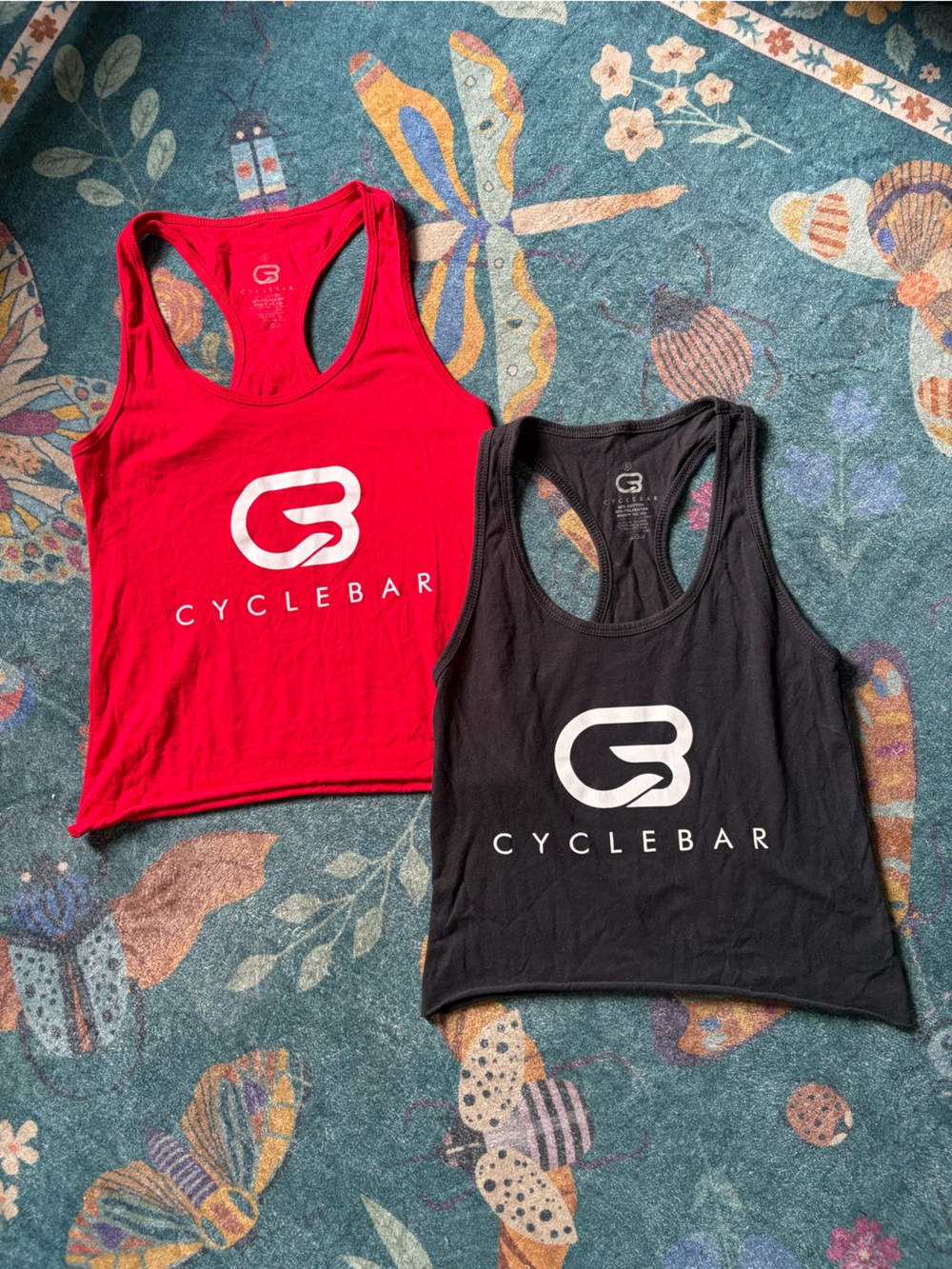 Cyclebar Instructor Red & Black Racerback Tanks with White logo